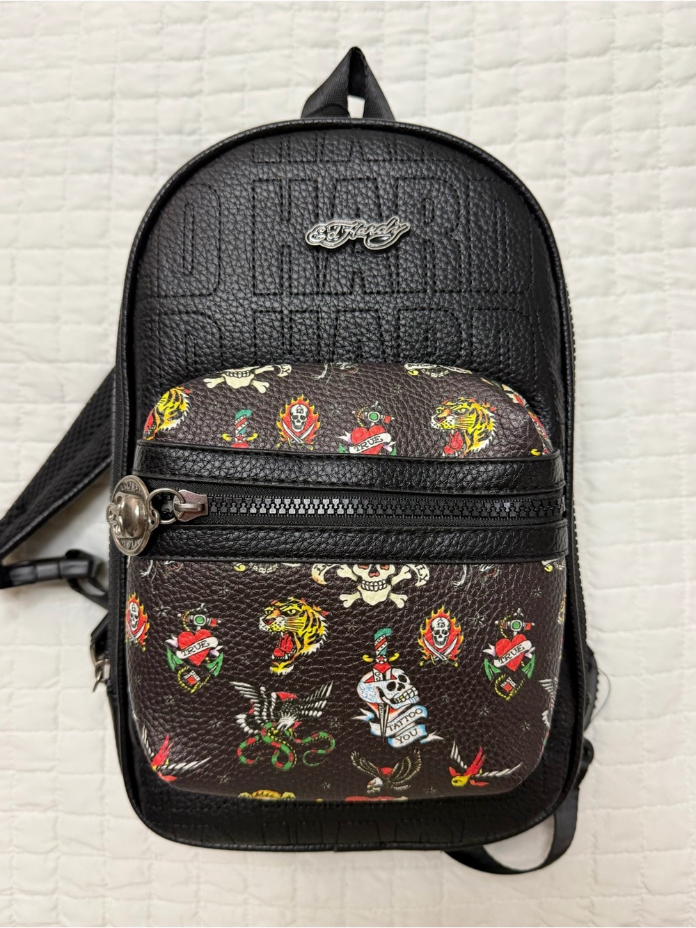 Ed Hardy Tattoo Print Sling Backpack Crossbody Bag NWT Y2K